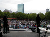 Bob and Alex get airborne at the Hatch Shell - Boston, MA - 5/20/00