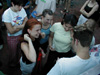 Brian chats with some new friends after the WCYY Patio show - Portland, ME - 6/23/00